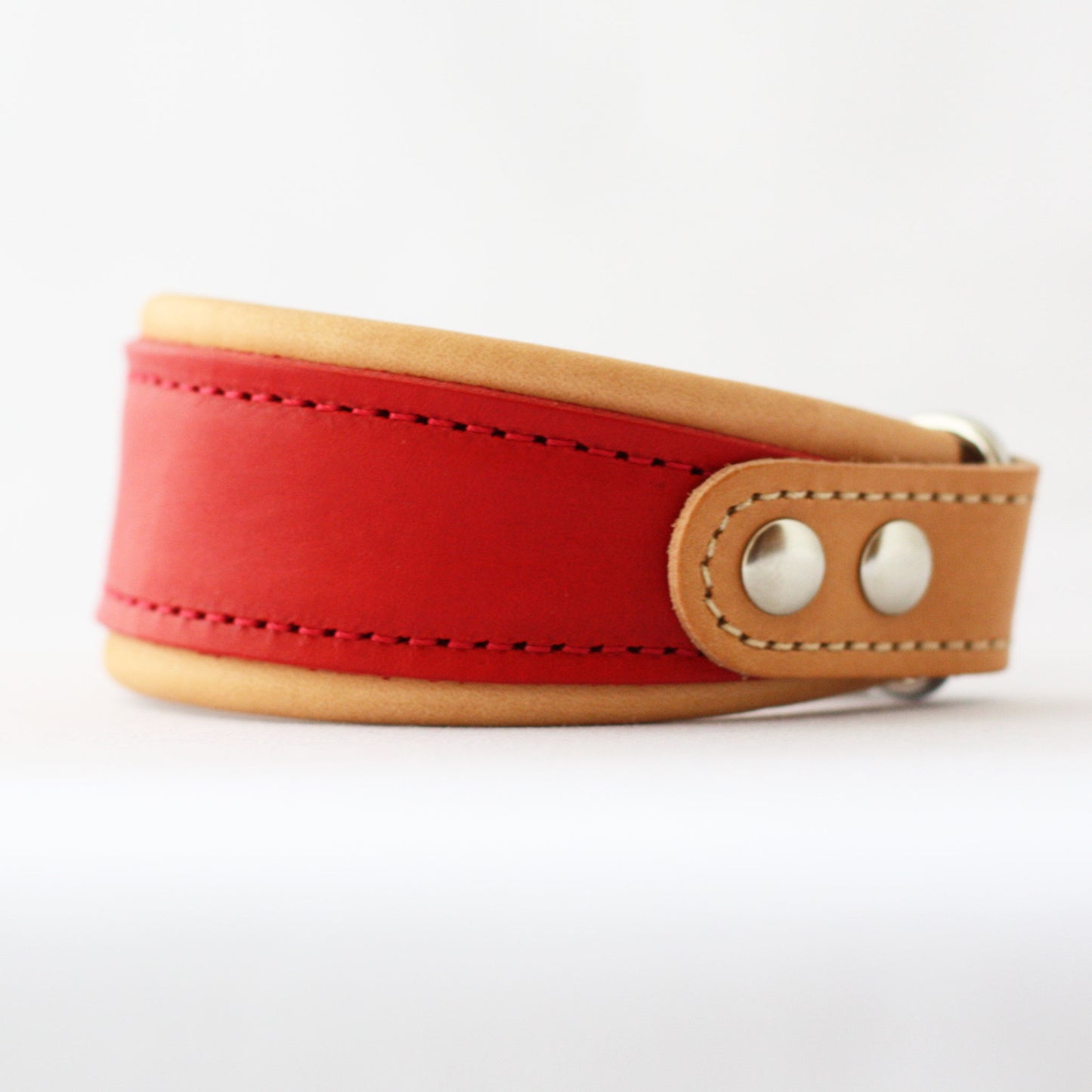 Italian leather half choke collar (red)
