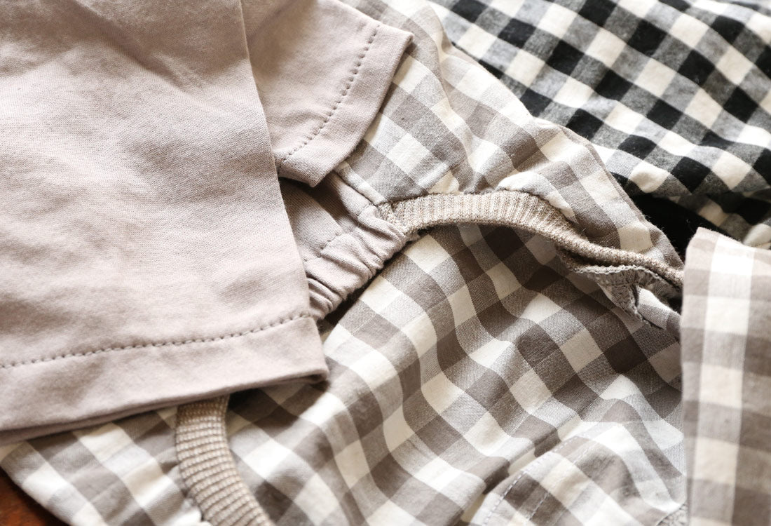 Checked cotton linen fabric (greige) - Italian Greyhound Clothes