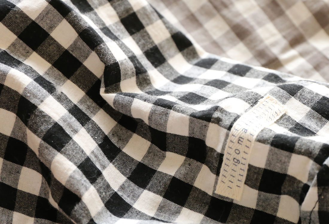 Checked cotton linen fabric (black) - Italian Greyhound Clothes