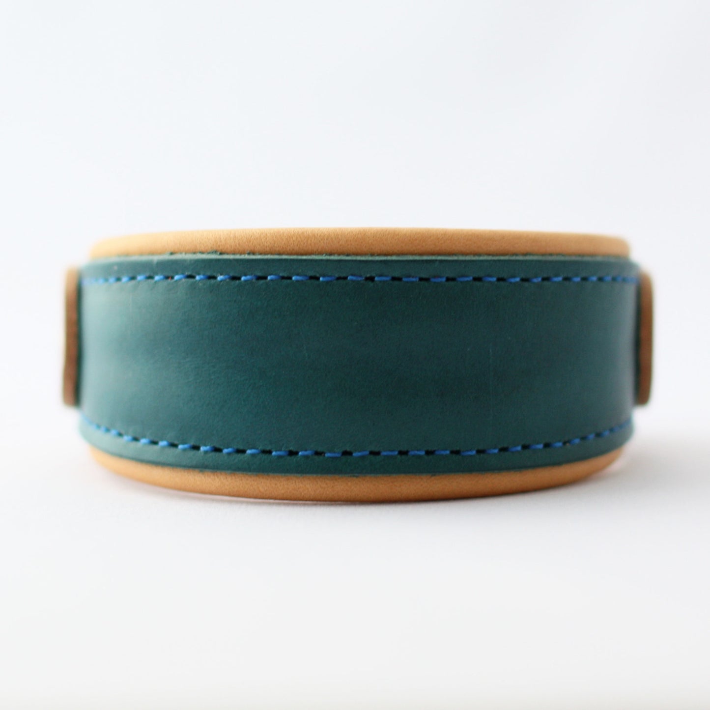 Italian leather half choke collar (cerulean blue)