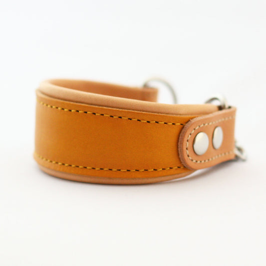 Italian leather half choke collar (mustard)