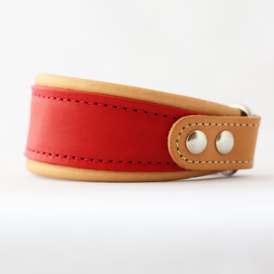 Italian leather half choke collar (red)